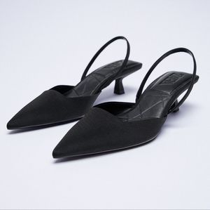 Zara black slingback kitten heels